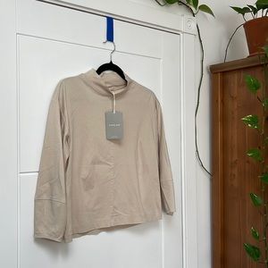 NWT Everlane luxe cotton mock neck tee in sand